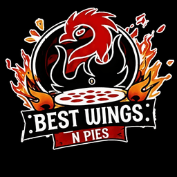 Official Best Wings N Pies logo on black