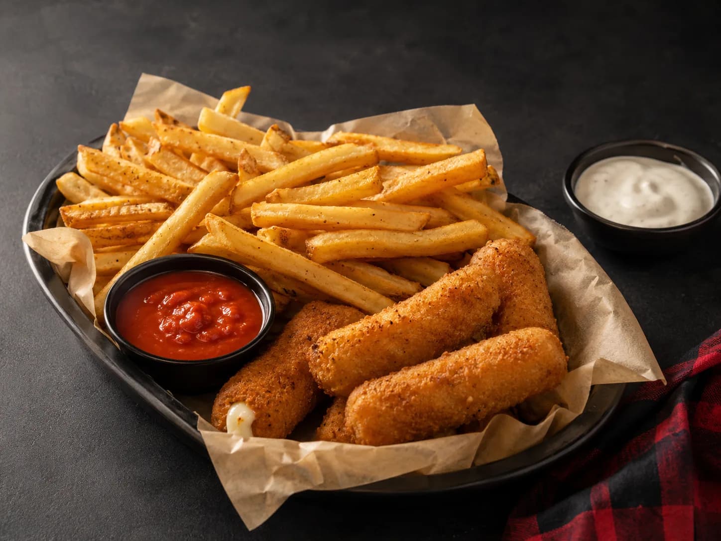 Fries and mozzarella sticks from the Best Wings N Pies food photo pack